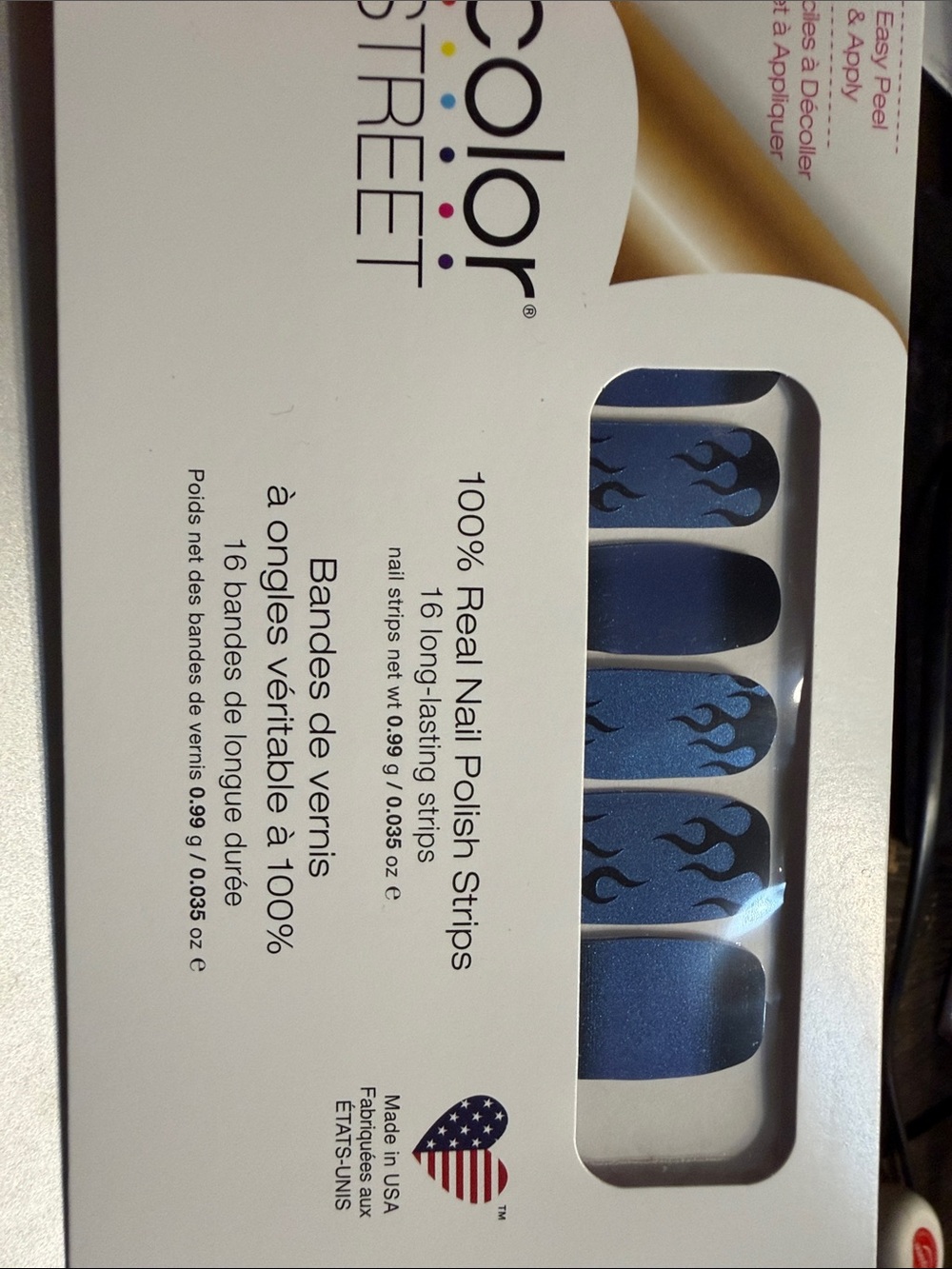 Color Street Blue Nail Strips with Black Flame Accents